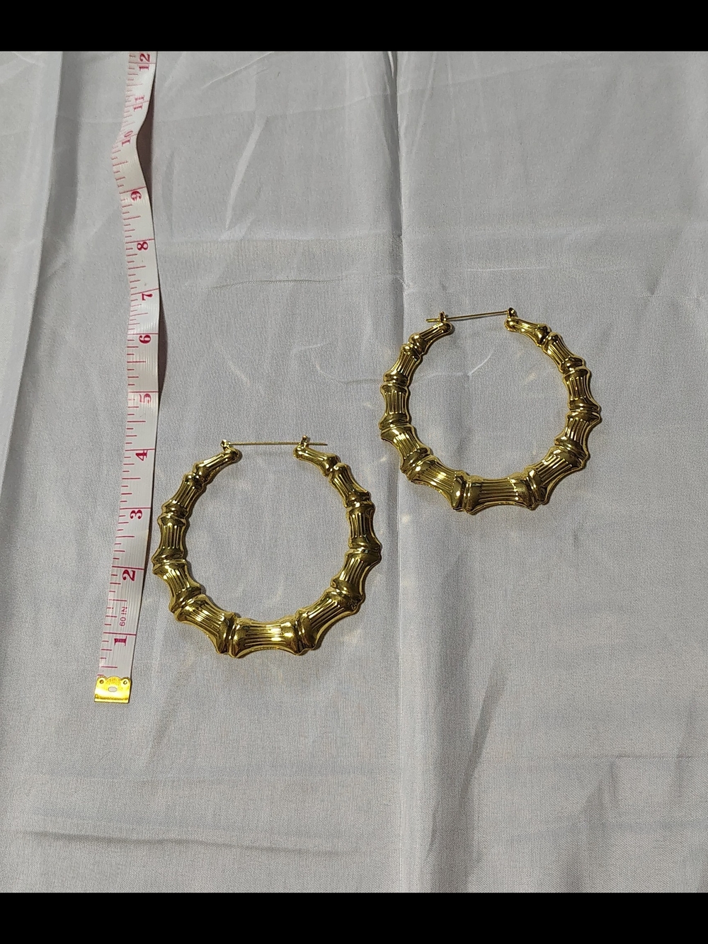 XL Gold Plated Boho Tribal Bamboo Statement Hoop Earrings